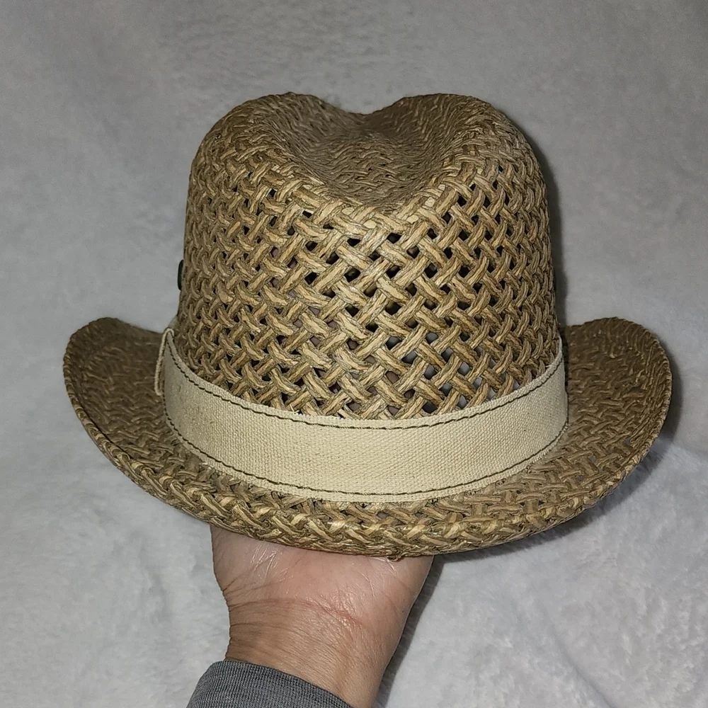 AUGUSTO DI ZOLA- Straw Hat/Fedora,Tan-EUC! - Picture 11 of 15